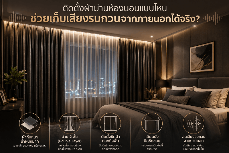 ติดตั้งผ้าม่านห้องนอนแบบไหนช่วยเก็บเสียงรบกวนจากภายนอกได้จริง?