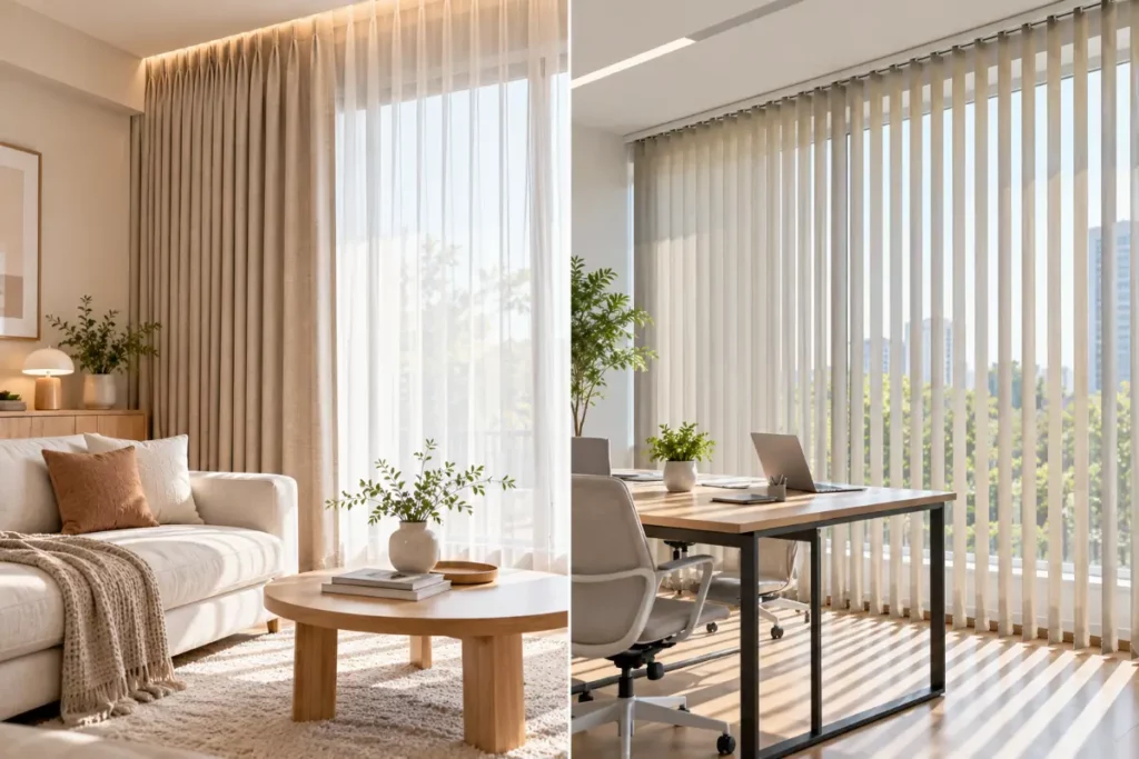 คู่มือเลือกม่านจีบ (Pleated Curtains) และม่านปรับแสง: ดีไซน์เหนือกาลเวลาที่คุ้มค่าทุกงบประมาณ